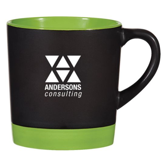 12 Oz. Two-Tone Americano Promotional Mug - Black Exterior with Lime Green Inner and Base