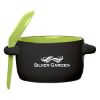 12 Oz. Aztec Promotional Soup Mug - Black Exterior with Lime Green Inner and Spoon