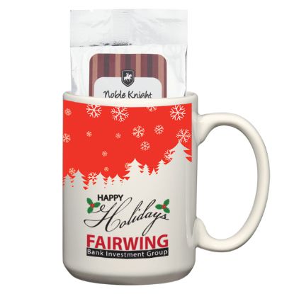 15 Oz. Full Color Promotional Mug with Two Packs of Hot Cocoa