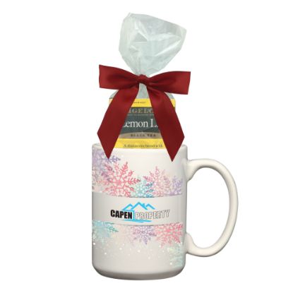 15 Oz. Full Color Promotional Mug with Four Assorted Tea Bags