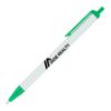 Biz Click Pen - White with Green Trim