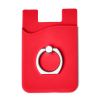 Silicone Card Holder With Metal Ring Phone Stand Red