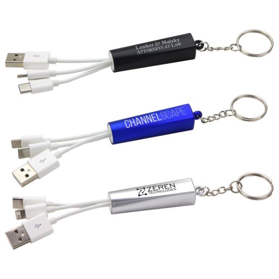 3-In-1 Light-Up Charging Cable With Keychain