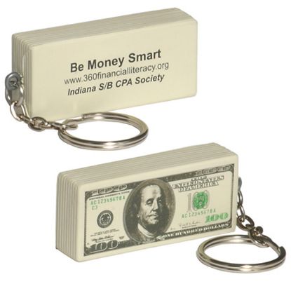 Promotional $100 Bill Stress Reliever Key Chain
