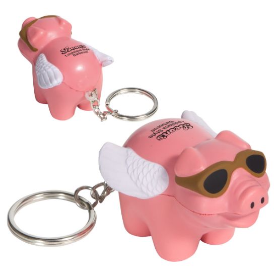 Promotional Flying Pig Stress Reliever Key Chain