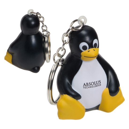 Promotional Sitting Penguin Stress Reliever Key Chain