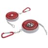 Promotional Round Retractable 5' Tape Measure with Carabiner - Red