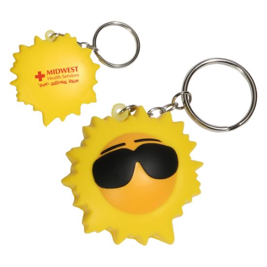 Promotional Cool Sun Stress Reliever Key Chain