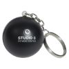 Promotional Round Ball Stress Reliever Key Chain - Black