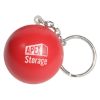 Promotional Round Ball Stress Reliever Key Chain - Red