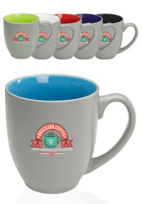 16 oz. Pop Out Bistro Two Tone Promotional Coffee Mugs