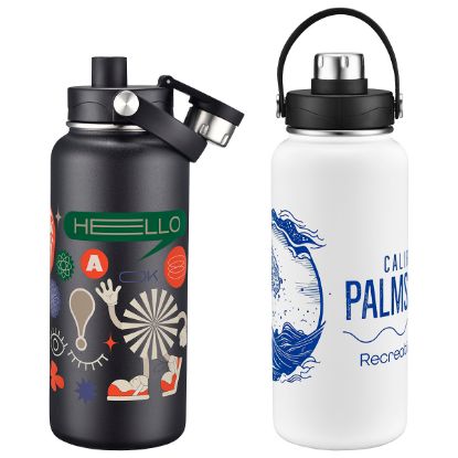 Promotional and Custom Bresso 34 oz Vacuum Insulated Bottle with Twist Top Spout