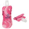 Promotional and Custom Flex 16 oz Foldable Water Bottle with Carabiner - Pink Swirl