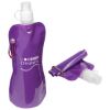 Promotional and Custom Flex 16 oz Foldable Water Bottle with Carabiner - Purple