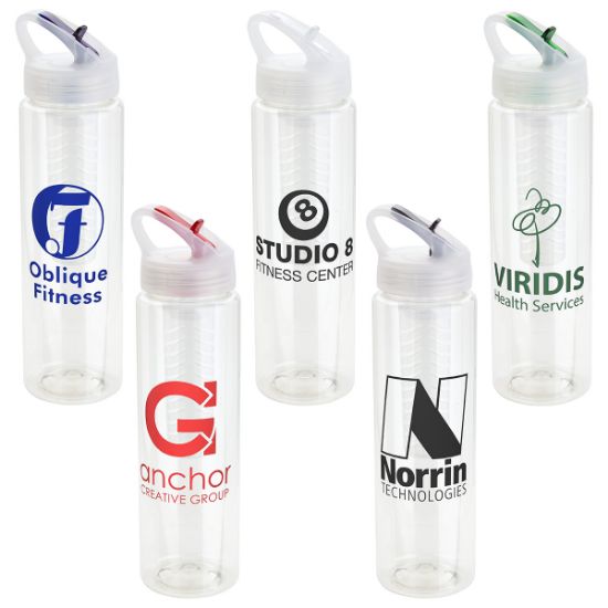 Promotional and Custom Paddock 32 oz PET Infuser Bottle with Flip-Up Lid