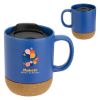 Promotional and Custom Balsamo 12 oz Ceramic Mug with Cork Base - Blue