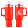 Promotional and Custom Genoa 40 oz Vacuum Insulated Travel Mug with Straw - Red