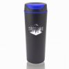 Promotional and Custom 18 oz. Plastic Travel Mugs - Black Blue