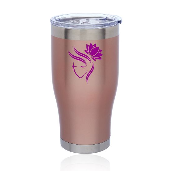 Promotional and Custom 24 oz. Avalon Metallic Stainless Steel Travel Mugs - Rose-Gold