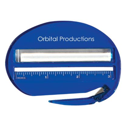 Promotional and Custom 3-in-1 Letter Opener - Translucent Blue