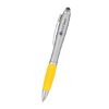 Satin Stylus Pen - Satin Silver Barrel with Yellow Rubberized Grip