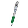 Trio Pen With LED Light And Stylus - Silver with Green