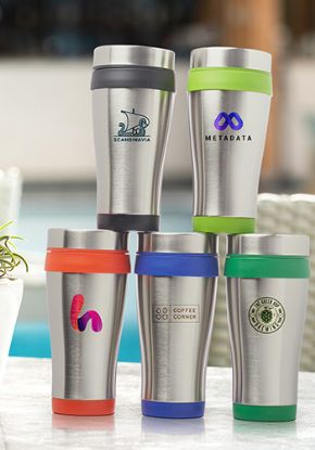 Promotional and Custom 16 oz. Insulated Stainless Steel Travel Mugs