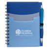 Tri-pocket Notebook & Satin Pen - Blue