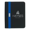 Contemporary Zippered Portfolio - Black with Royal Blue