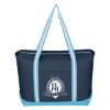 Large Cotton Canvas Admiral Tote Bag - Navy with Light Blue