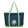 Large Cotton Canvas Admiral Tote Bag - Navy with Lime Green