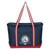 Large Cotton Canvas Admiral Tote Bag - Navy with Red