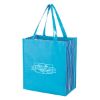 Shiny Laminated Non-woven Tropic Shopper Tote Bag - Blue