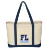 Large Starboard Cotton Canvas Tote Bag With Tackle Twill Patch - Natural with Navy