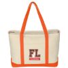 Large Starboard Cotton Canvas Tote Bag With Tackle Twill Patch - Natural with Orange