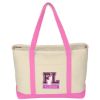 Large Starboard Cotton Canvas Tote Bag With Tackle Twill Patch - Natural with Pink