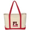 Large Starboard Cotton Canvas Tote Bag With Tackle Twill Patch - Natural With Red