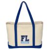 Large Starboard Cotton Canvas Tote Bag With Tackle Twill Patch - Natural With Royal Blue