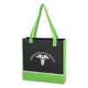 Non-woven Accent Tote Bag - Lime Green with Black Accents and White Stripe