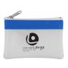 Zippered Coin Pouch - Frost White with Royal Blue Trim