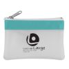 Zippered Coin Pouch - Frost White with Teal Trim