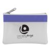 Zippered Coin Pouch - Frost White with Purple Trim