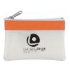 Zippered Coin Pouch - Frost White with Orange Trim