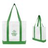 Non-woven Tote Bag With Trim Colors - White with Kelly Green Trim