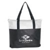 Non-woven Zippered Tote Bag - Black with White