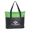 Non-woven Zippered Tote Bag - Black with Lime Green