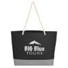 Boca Tote Bag With Rope Handles - Black with Gray Trim