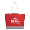 Boca Tote Bag With Rope Handles - Red with Gray Trim