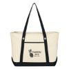 Large Cotton Canvas Sailing Tote Bag - Natural with Black Trim