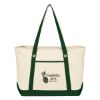 Large Cotton Canvas Sailing Tote Bag - Natural with Forest green Trim